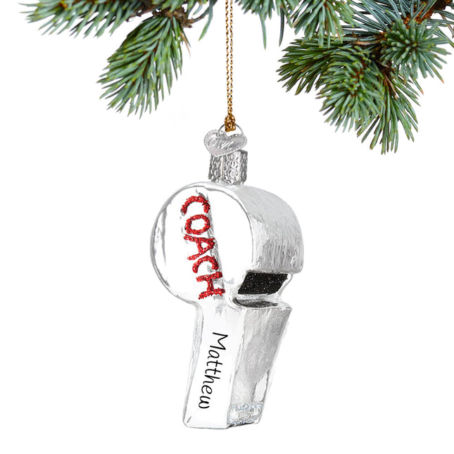 decorative personalized coachs whistle christmas ornament – Christmas ornament, holiday tree decoration or gift