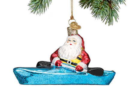 custom personalized santa in kayak christmas ornament – Christmas ornament, holiday tree decoration or gift