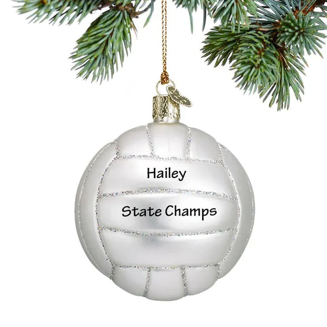 engraved personalized glass volleyball christmas ornament – Christmas ornament, holiday tree decoration or gift