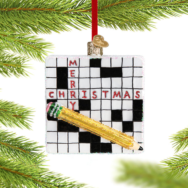 custom crossword puzzle christmas ornament – Christmas ornament, holiday tree decoration or gift