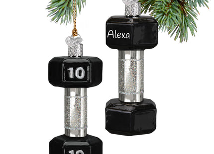 engraved personalized dumbbell christmas ornament – Christmas ornament, holiday tree decoration or gift