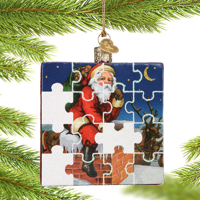 personalized santa jigsaw puzzle christmas ornament – Christmas ornament, holiday tree decoration or gift