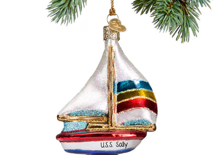 holiday personalized sailboat christmas ornament – Christmas ornament, holiday tree decoration or gift