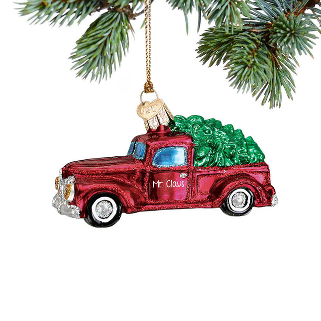 decorative personalized glass red truck christmas ornament – Christmas ornament, holiday tree decoration or gift