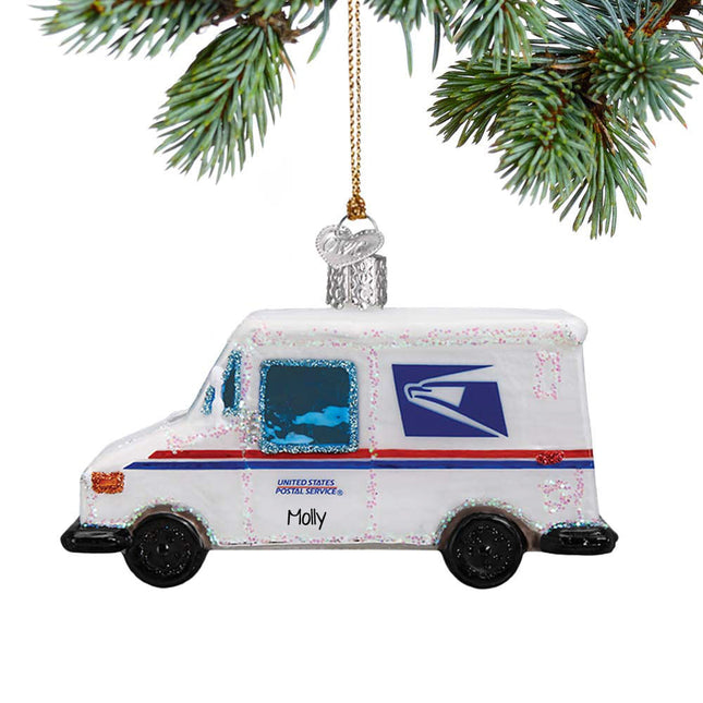 holiday personalized usps mail truck christmas ornament – Christmas ornament, holiday tree decoration or gift