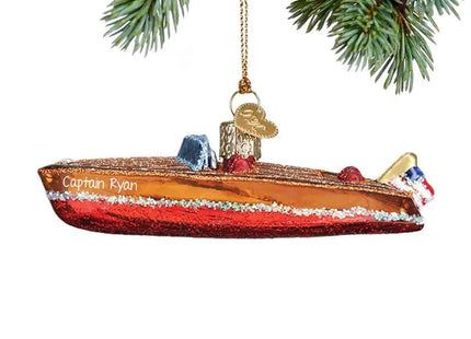 decorative personalized classic wooden boat christmas ornament – Christmas ornament, holiday tree decoration or gift