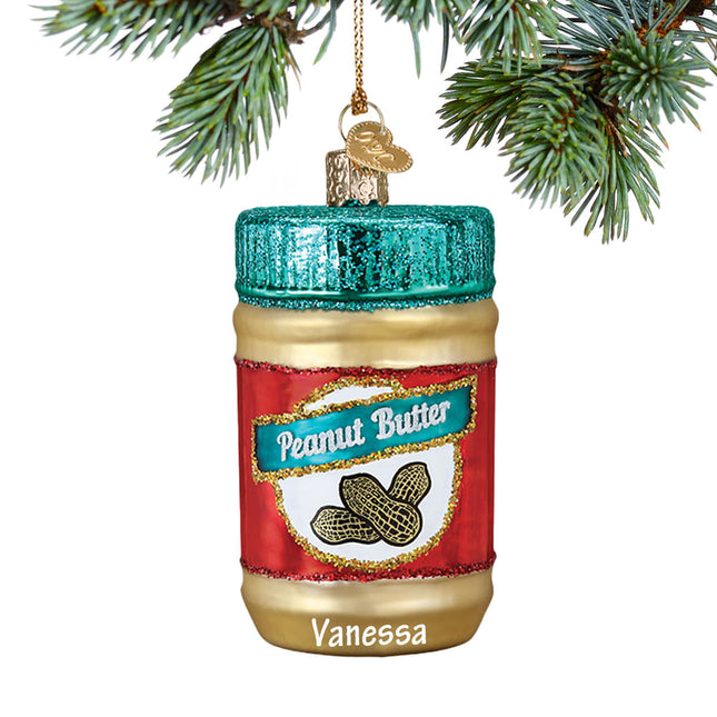 custom personalized jar of peanut butter christmas ornament – Christmas ornament, holiday tree decoration or gift