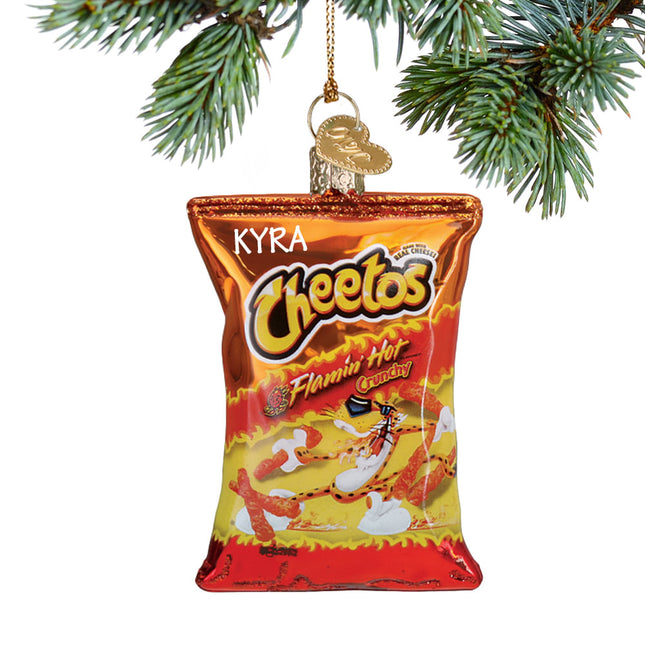 engraved personalized flaming hot cheetos christmas ornament – Christmas ornament, holiday tree decoration or gift