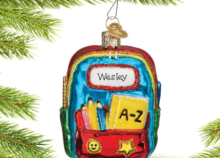 decorative personalized child's backpack christmas ornament – Christmas ornament, holiday tree decoration or gift
