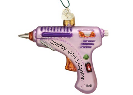 Personalized Crafty Girl hot glue gun Christmas ornament with custom name and year