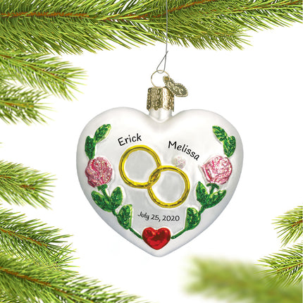 engraved personalized wedding heart christmas ornament – Christmas ornament, holiday tree decoration or gift