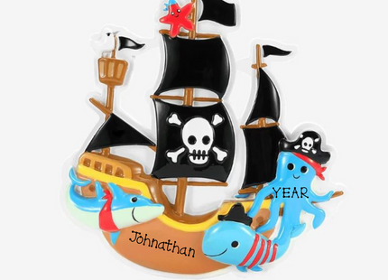 Personalized Pirate Ship Christmas Ornament