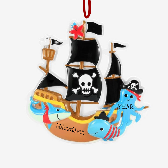 Personalized Pirate Ship Christmas Ornament
