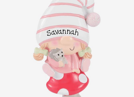 Personalized Cozy Winter Gnome Girl Christmas Ornament