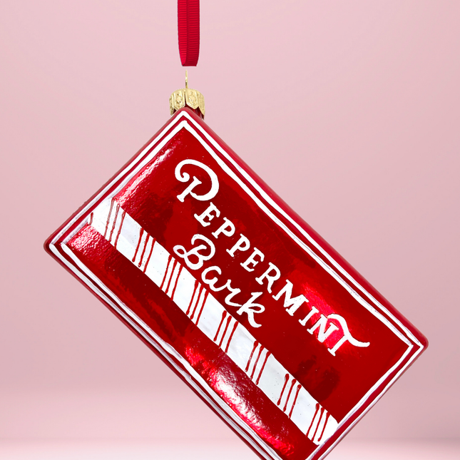 Peppermint Candy Box Glass Ornament