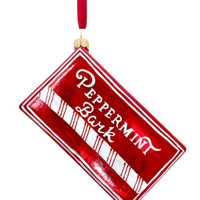 Peppermint Candy Box Glass Ornament