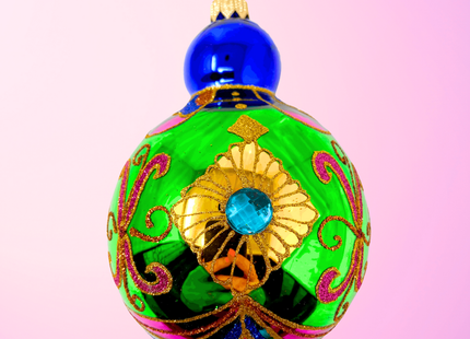 Peridot Sparkling Gem Glass Christmas Bauble