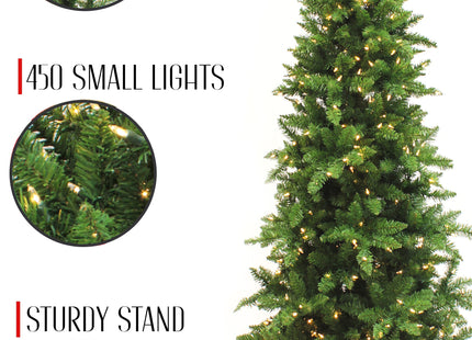 Prelit Slim Pencil Spruce Christmas Tree with Warm White Lights
