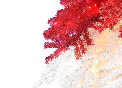 Pre-lit Santa Hat Christmas Tree with Red and Warm White Lights and Square Metal Base