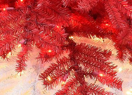 Pre-lit Santa Hat Christmas Tree with Red and Warm White Lights and Square Metal Base