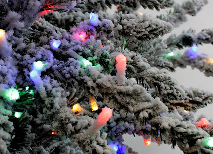 Prelit Slim Snow Flocked Christmas Tree with Warm White & Multicolor Lights