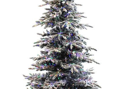Prelit Slim Snow Flocked Christmas Tree with Warm White & Multicolor Lights
