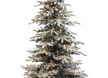Prelit Slim Snow Flocked Christmas Tree with Warm White & Multicolor Lights