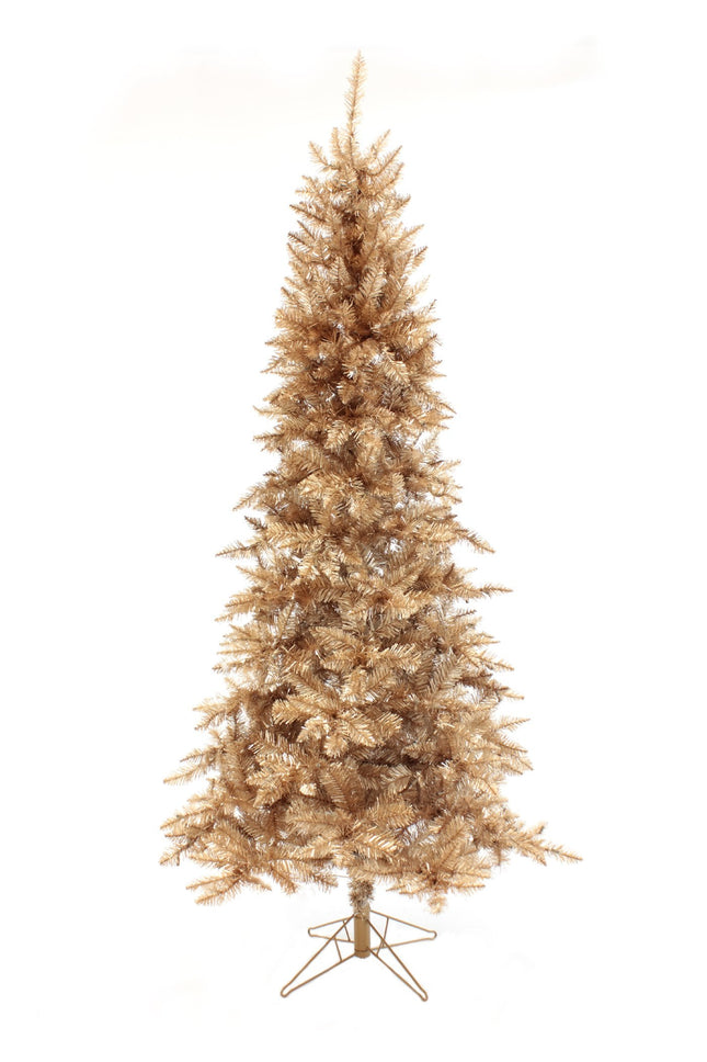Rose Gold Slim Christmas Tree Unlit with Metal Stand