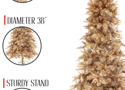 Rose Gold Slim Christmas Tree Unlit with Metal Stand