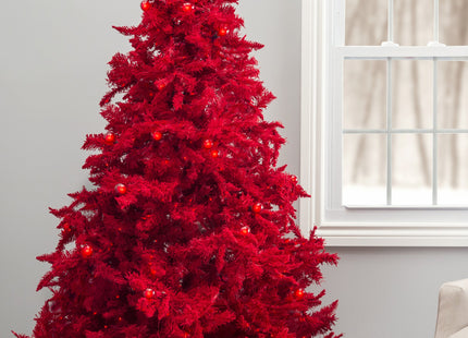 Prelit Ruby Red Christmas Tree with Small & Large Lights