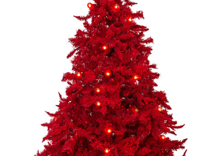 Prelit Ruby Red Christmas Tree with Small & Large Lights