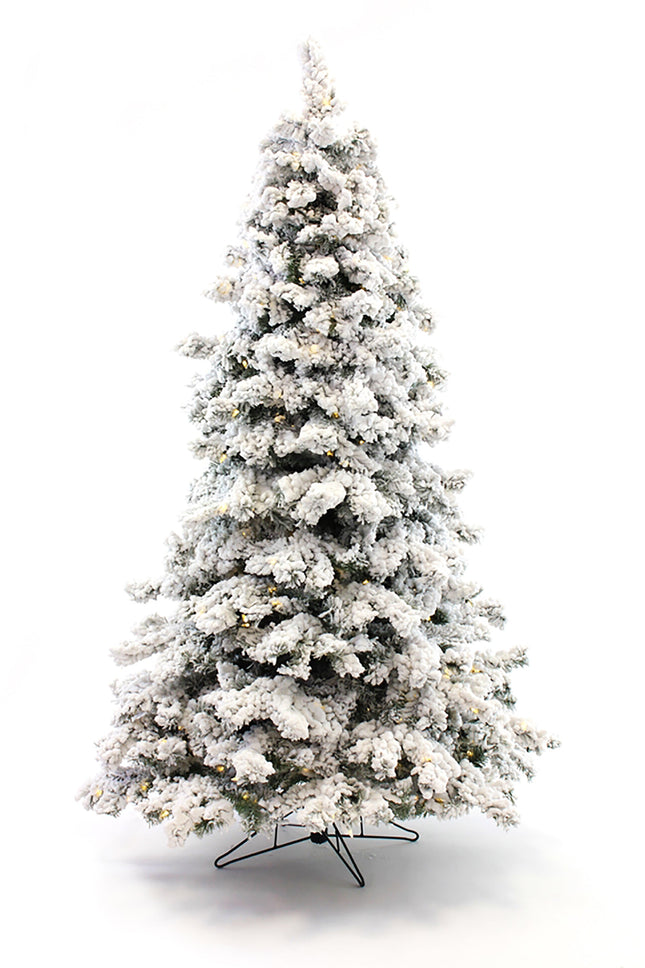 Prelit Heavy Snow Flocked Christmas Tree with Warm White Lights