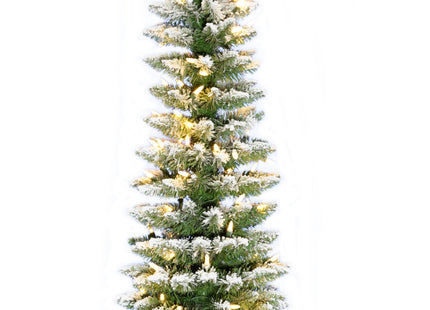 Prelit Flocked Pencil Tree