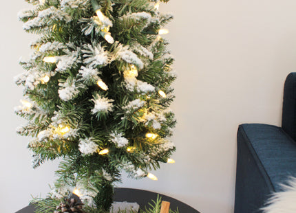 Prelit Flocked Pencil Tree