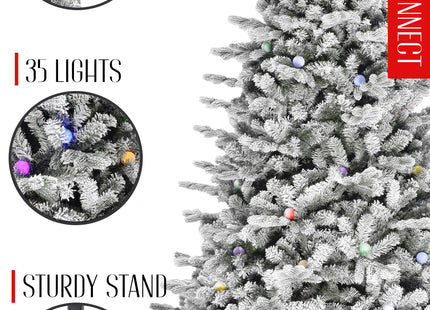 Pre-lit Large Bulb Snow Flocked Grand Noble Fir with Metal Stand - Instant Connect Feature