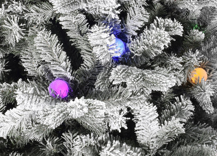 Pre-lit Large Bulb Snow Flocked Grand Noble Fir with Metal Stand - Instant Connect Feature