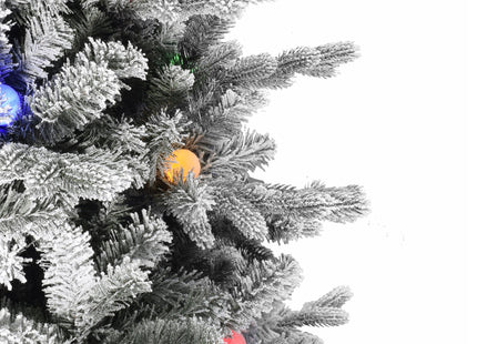 Pre-lit Large Bulb Snow Flocked Grand Noble Fir with Metal Stand - Instant Connect Feature