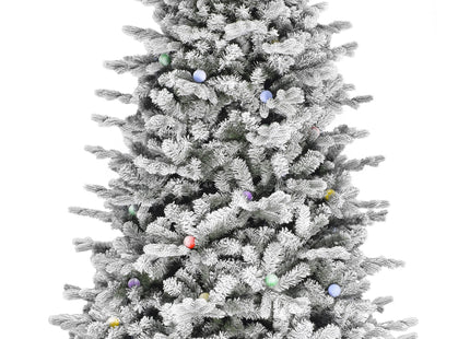 Pre-lit Large Bulb Snow Flocked Grand Noble Fir with Metal Stand - Instant Connect Feature