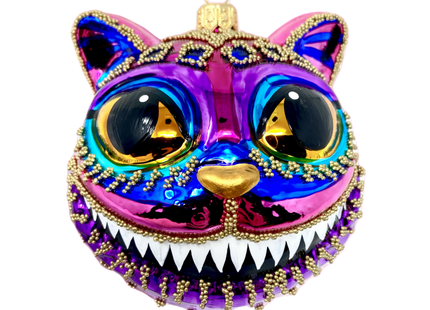 Ruby Cheshire Cat Glass Ornament