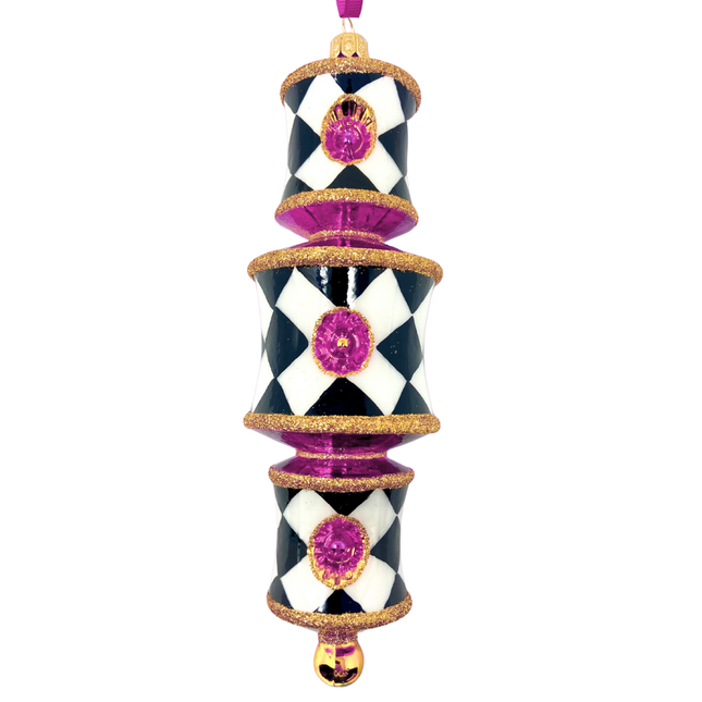 Pink Harlequin Dazzler Glass Ornament
