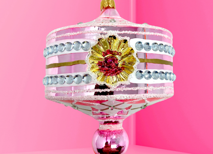 Pink Harlequin Lantern Glass Ornament