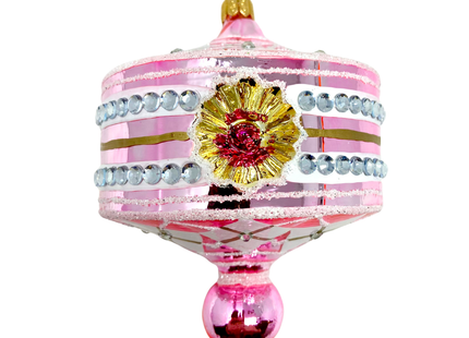 Pink Harlequin Lantern Glass Ornament