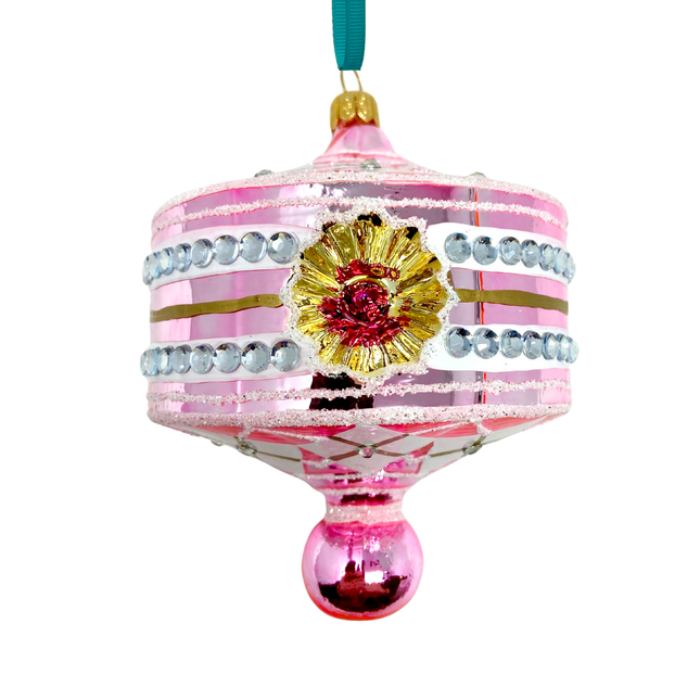 Pink Harlequin Lantern Glass Ornament