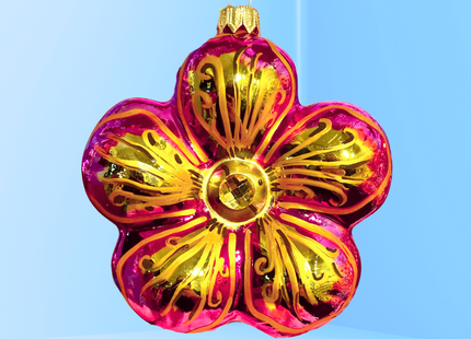 Ruby Hibiscus Polish Glass Ornament