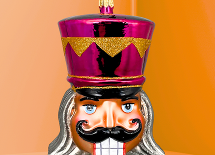 Fuchsia Pink Glass Nutcracker Ornament