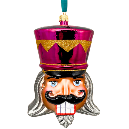 Fuchsia Pink Glass Nutcracker Ornament