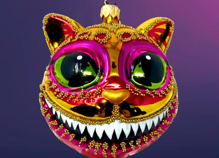 Citrine Cheshire Cat Glass Ornament