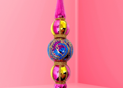 Pink Paisley Icicle Glass Ornament
