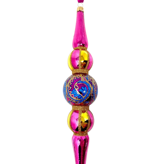 Pink Paisley Icicle Glass Ornament