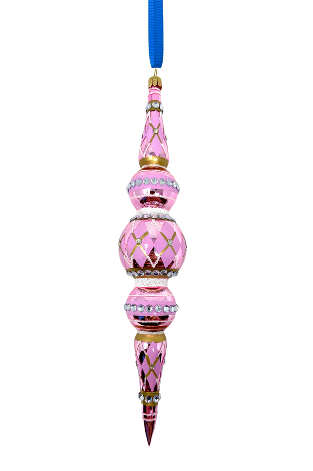 Pink Passion Icicle Glass Ornament